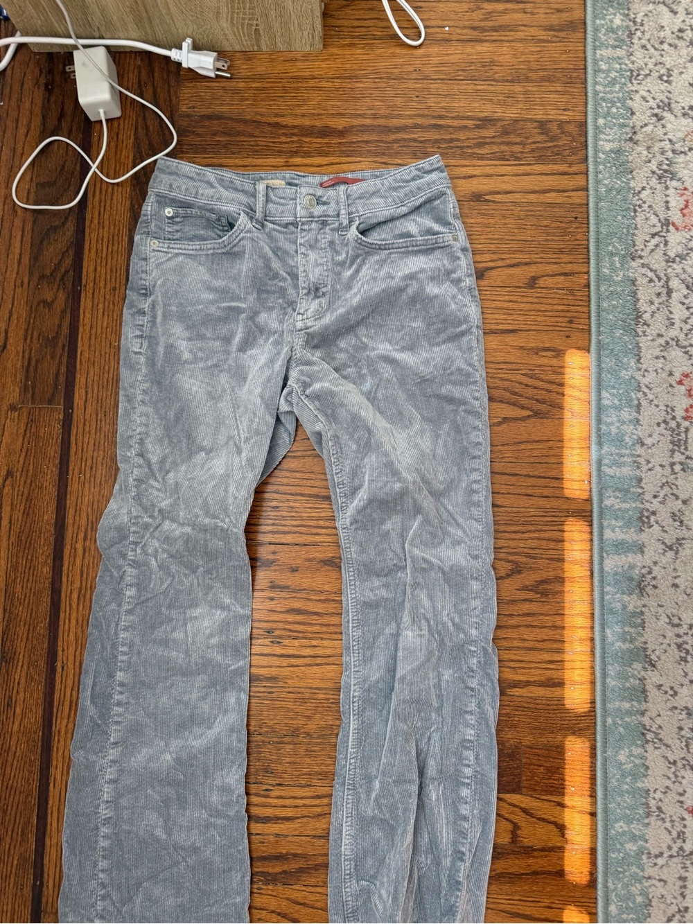 Women’s Corduroy Jeans in Light Gray/Blue- Classic Slim Fit, Croppd